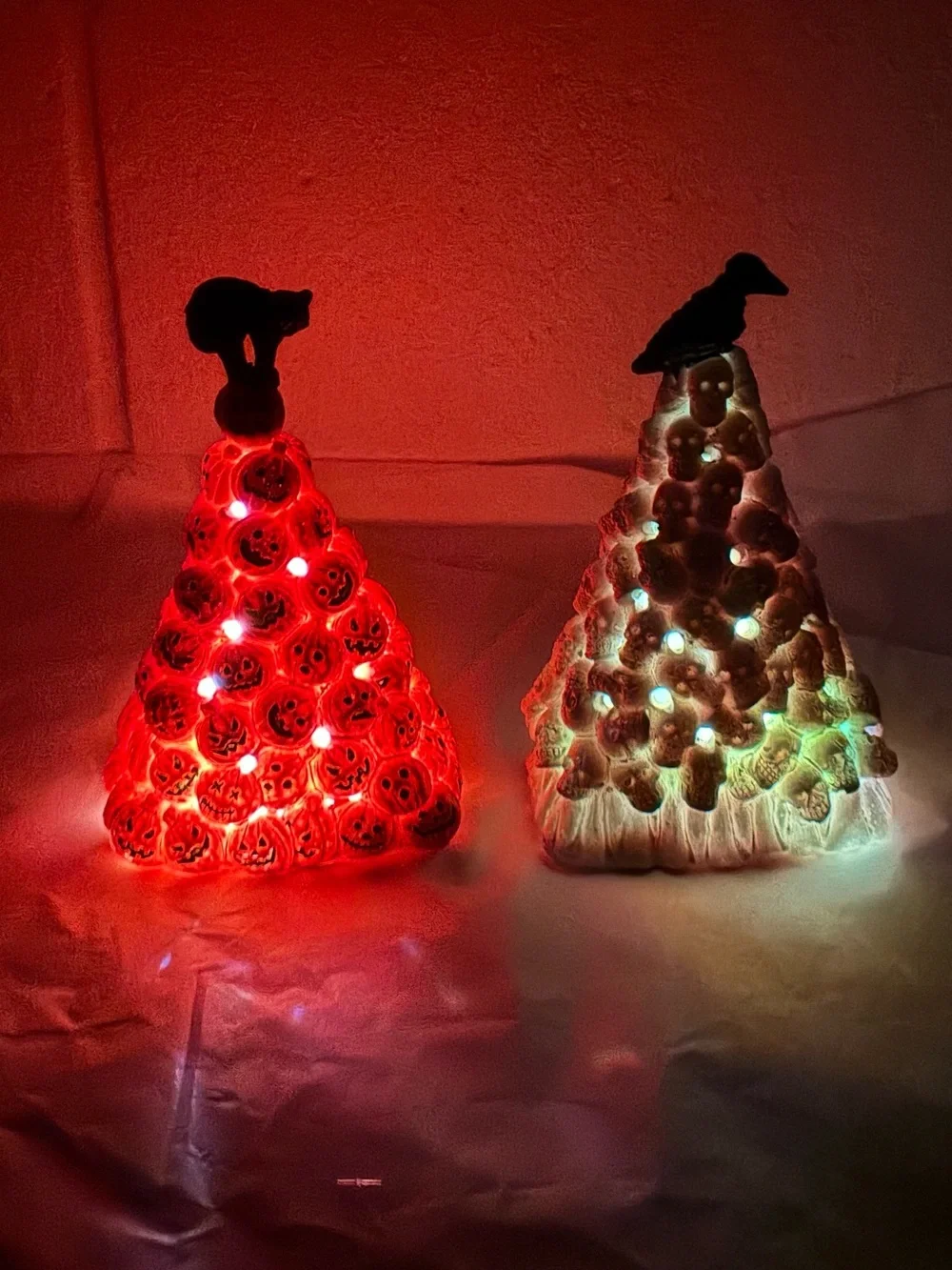 Halloween light changing pumpkin skull tree tabletop spooky decor